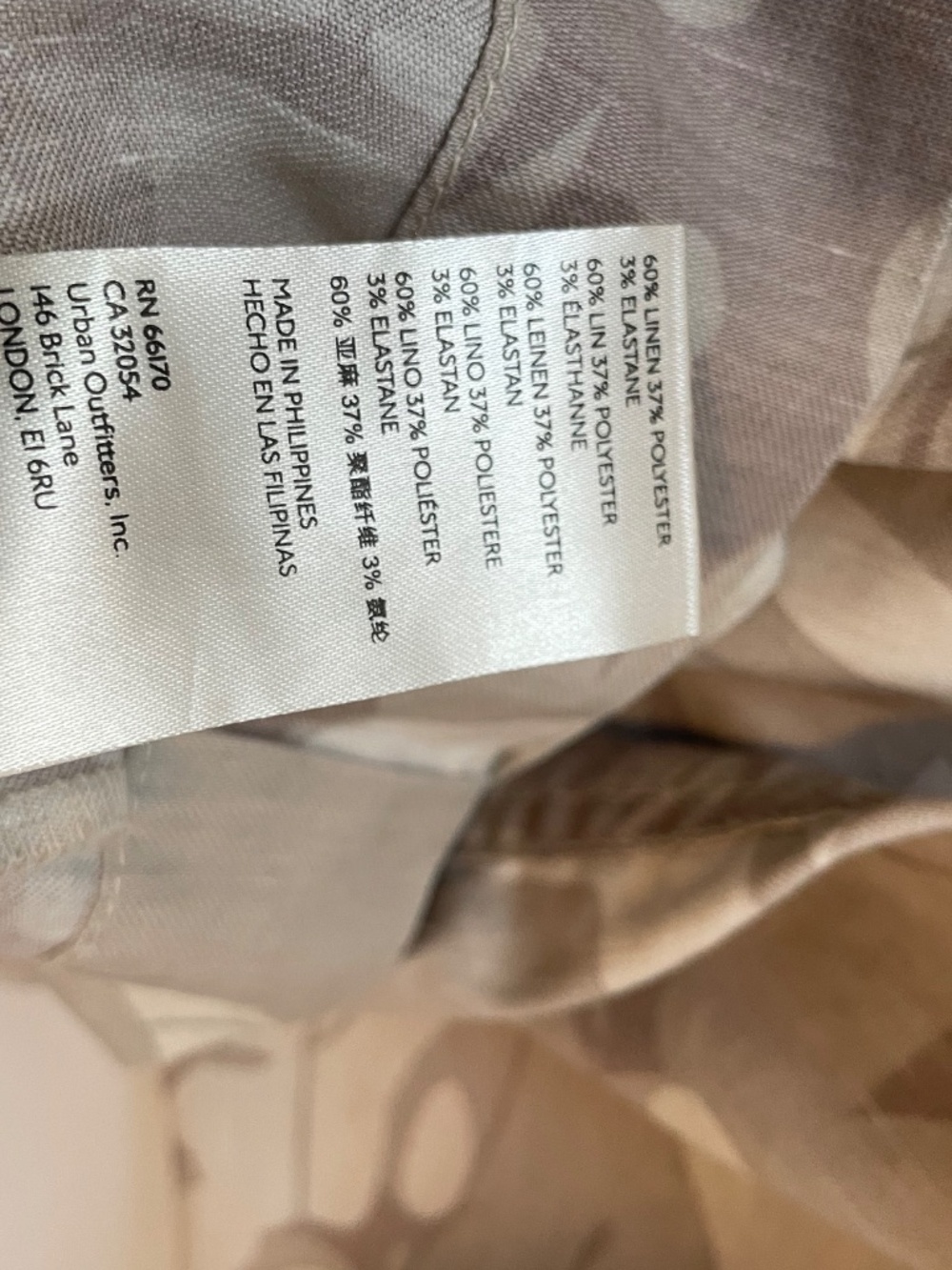 Anthropologie Beige Abstract Print Wide Leg Linen Blend Overalls Boho, Sz Medium - Picture 12 of 12